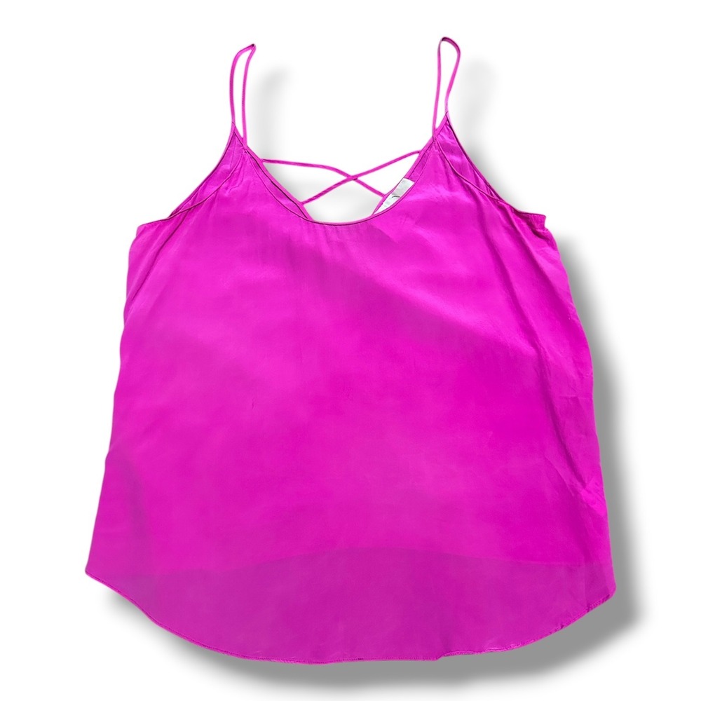 Rory Beca 100% Silk Crisscross Back Camisole Top Size M Pink‎ Barbie Luxury Chic